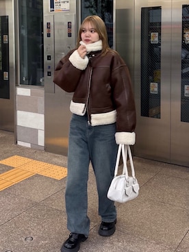 「FREE'S MART（フリーズマート）のアイテム（その他アウター）」を使った、nanakaさん（レディース・158cm）の冬コーディネート