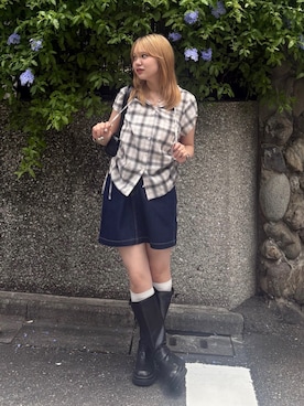 「アイテム（デニムスカート）」を使った、nanakaさん（レディース・158cm）の夏コーディネート