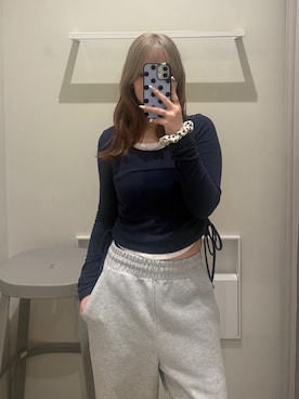 「FREE'S MART（フリーズマート）の◆ホルターネックレイヤードサイドドロストカットソー（Tシャツ/カットソー、ブルー系）」を使った、nanakaさん（レディース・158cm）の春コーディネート