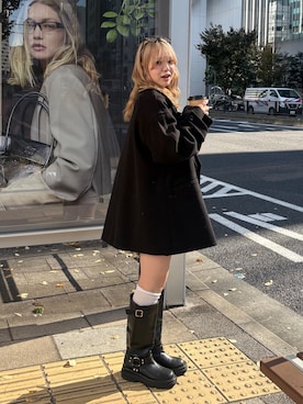 「アイテム（ピーコート）」を使った、nanakaさん（レディース・158cm）の冬コーディネート