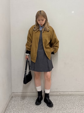 「アイテム（ジャンパースカート）」を使った、nanakaさん（レディース・158cm）の秋コーディネート