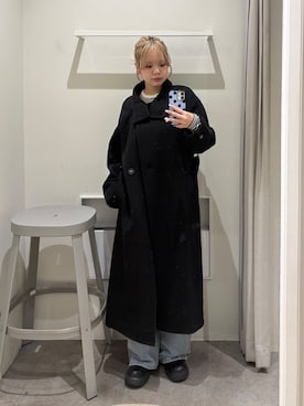 「アイテム（ステンカラーコート）」を使った、nanakaさん（レディース・158cm）の冬コーディネート