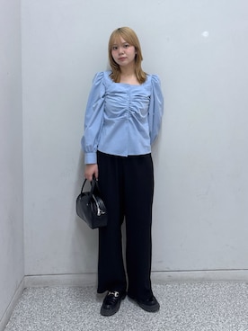 「FREE'S MART（フリーズマート）のアイテム（スラックス）」を使った、nanakaさん（レディース・158cm）の春コーディネート