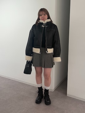 「FREE'S MART（フリーズマート）のアイテム（その他アウター）」を使った、nanakaさん（レディース・158cm）の冬コーディネート