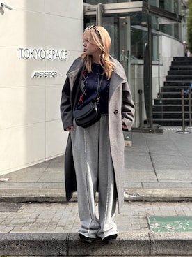 「アイテム（ステンカラーコート）」を使った、nanakaさん（レディース・158cm）の秋コーディネート