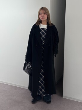 「FREE'S MART（フリーズマート）のアイテム（チェスターコート）」を使った、nanakaさん（レディース・158cm）の冬コーディネート
