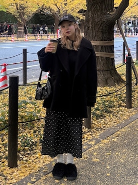 「アイテム（ピーコート）」を使った、nanakaさん（レディース・158cm）の冬コーディネート