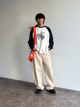「アイテム（トートバッグ、オレンジ系）」を使った、KOTAさん（メンズ・175cm）の夏コーディネート