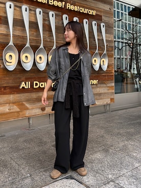 「DouDou（ドゥドゥ）のアイテム（パンツ）」を使った、honoka ୨୧さん（レディース・166cm）の春コーディネート