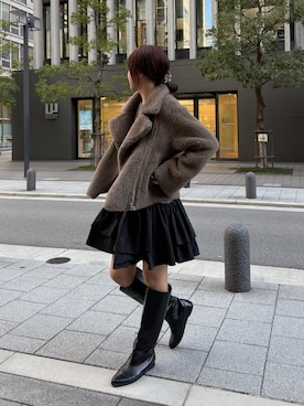 「レディースファッション」｜「アイテム（ジャケット/アウター）」を使った、honoka ୨୧さん（レディース・166cm）の冬コーディネート