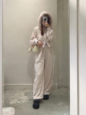 「ガーリーコーデ」｜「アイテム（スウェットパンツ）」を使った、Sakuraさん（レディース・152cm）の秋コーディネート