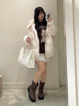 「OLIVE des OLIVE（オリーブデオリーブ）のアイテム（ダウンジャケット/コート）」を使った、Sakuraさん（レディース・152cm）の冬コーディネート