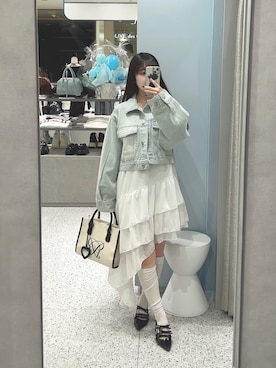 「OLIVE des OLIVE（オリーブデオリーブ）のアイテム（ジャケット/アウター）」を使った、Sakuraさん（レディース・152cm）の春コーディネート