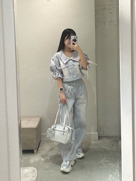 「OLIVE des OLIVE（オリーブデオリーブ）のアイテム（デニムジャケット）」を使った、Sakuraさん（レディース・152cm）の夏コーディネート