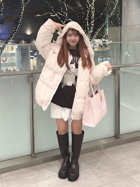 「OLIVE des OLIVE（オリーブデオリーブ）のアイテム（ダウンジャケット/コート）」を使った、Sakuraさん（レディース・152cm）の冬コーディネート