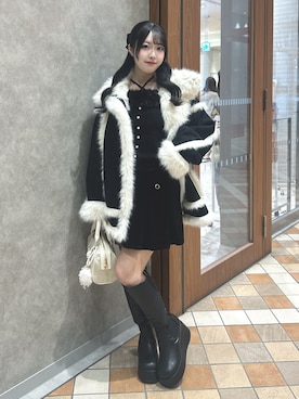 「ファーコート」｜「アイテム（ジャケット/アウター）」を使った、Sakuraさん（レディース・152cm）の冬コーディネート