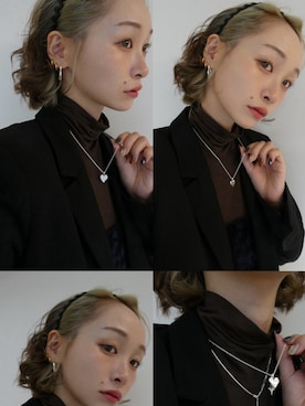 「アイテム（イヤリング）」を使った、mika  matsuzonoさん（レディース・154cm）の秋コーディネート