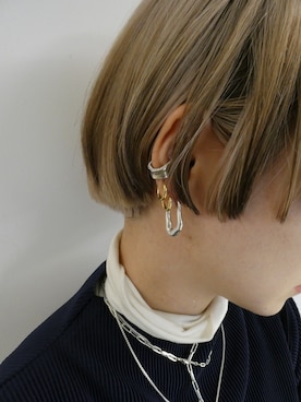 「アイテム（イヤーカフ）」を使った、mika  matsuzonoさん（レディース・154cm）の冬コーディネート