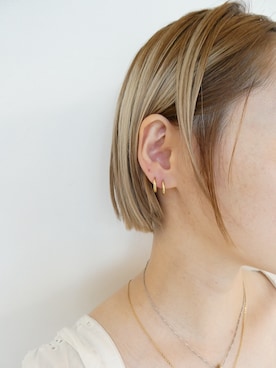 「TEN.（テン）の18KGP ボイドピアス（ピアス（両耳用）、ゴールド系）」を使った、mika  matsuzonoさん（レディース・154cm）の夏コーディネート