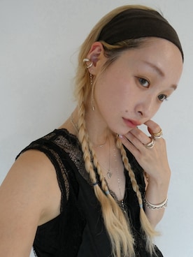 「アイテム（ブレスレット）」を使った、mika  matsuzonoさん（レディース・154cm）の夏コーディネート