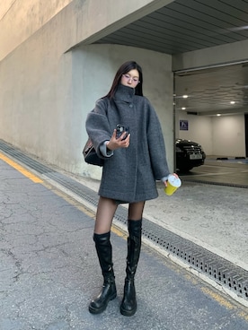 「アイテム（ステンカラーコート）」を使った、GENERAL IDEAさん（レディース・170cm）の冬コーディネート