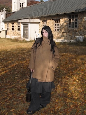 「アイテム（ステンカラーコート）」を使った、GENERAL IDEAさん（レディース・168cm）の冬コーディネート