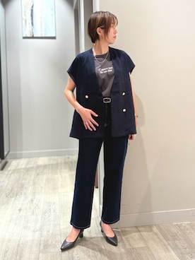 「アイテム（ノーカラージャケット）」を使った、yoshidaさん（レディース・166cm）の夏コーディネート