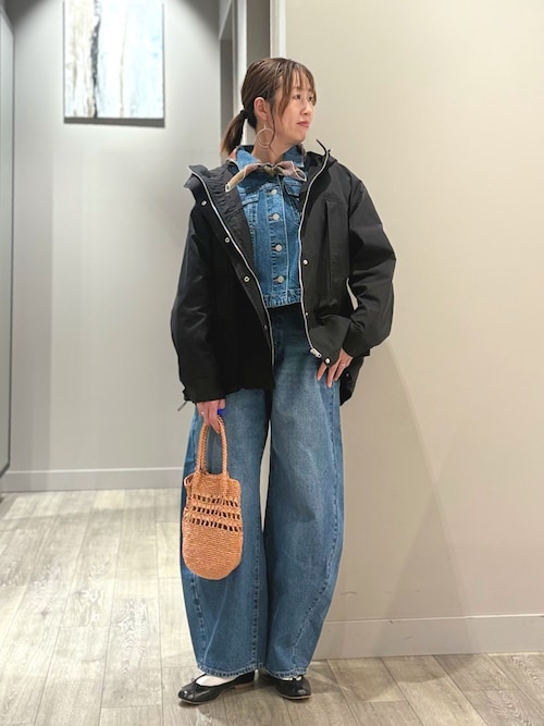美品✨エブール　コットン　フーデットブルゾン　マウンテンパーカー　ジップアップ セール】【ミドル丈】フーデッドブルゾン/春服/マウンテンパーカー