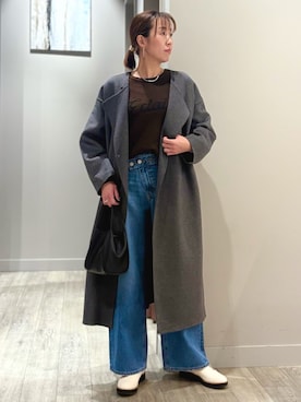 「アイテム（ノーカラーコート）」を使った、yoshiさん（レディース・166cm）の冬コーディネート