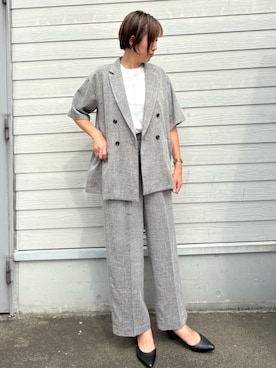 「アイテム（セットアップ、ブラック系）」を使った、yoshidaさん（レディース・166cm）の夏コーディネート