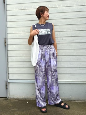 「アイテム（トートバッグ）」を使った、yoshidaさん（レディース・166cm）の夏コーディネート