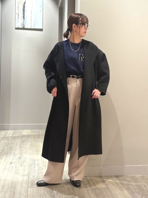 セール】【体型カバー】ノーカラーロングコート/冬服/長袖/フォーマル