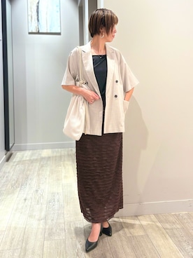 「オーバーサイズ」｜「アイテム（ジャケット/アウター）」を使った、yoshidaさん（レディース・166cm）の夏コーディネート