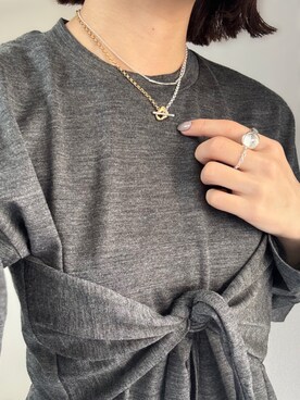 「TEN.（テン）のSILVER925 18KGP バブルラリエット（ネックレス、シルバー系）」を使った、ioriさん（レディース・155cm）の春コーディネート