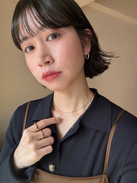 「アイテム（イヤーカフ）」を使った、ioriさん（レディース・155cm）の春コーディネート