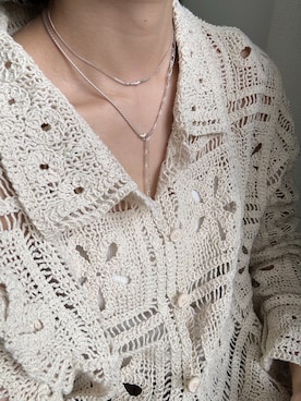 「TEN.（テン）のSILVER925 シェードコンビチェーンネックレス SV（ネックレス、シルバー系）」を使った、ioriさん（レディース・155cm）の春コーディネート