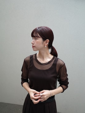 「アイテム（イヤーカフ）」を使った、ioriさん（レディース・155cm）の夏コーディネート