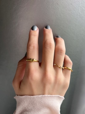 「TEN.（テン）の18KGP タイニーハートリング（リング、ゴールド系）」を使った、ioriさん（レディース・155cm）の春コーディネート