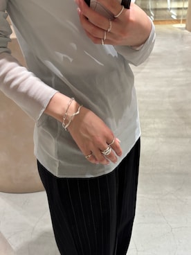 「TEN.（テン）のSILVER925 レクトチェーンブレスレット-M-（ブレスレット、シルバー系）」を使った、ioriさん（レディース・155cm）の夏コーディネート