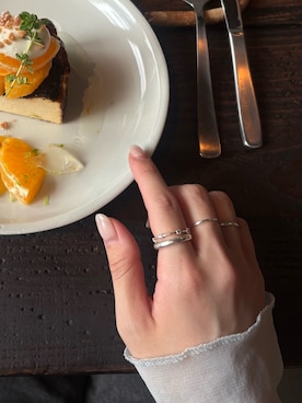 「TEN.（テン）のSILVER925 ルクスリング（リング、シルバー系）」を使った、ioriさん（レディース・155cm）の夏コーディネート