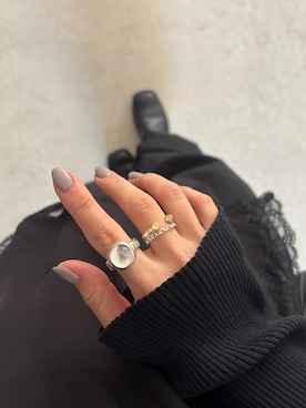 「TEN.（テン）のSILVER925 グラストウリング（リング、シルバー系）」を使った、ioriさん（レディース・155cm）の春コーディネート