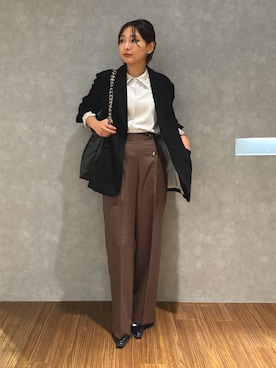 「TONAL（トーナル）のアイテム（テーラードジャケット）」を使った、azumiさん（レディース・154cm）の秋コーディネート