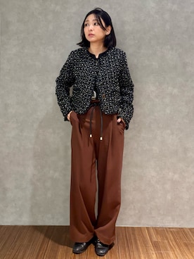 「アイテム（ノーカラージャケット）」を使った、azumiさん（レディース・154cm・30代）の冬コーディネート