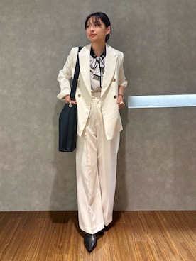 「TONAL（トーナル）のマルチセットベーシックジャケット（テーラードジャケット、ホワイト系）」を使った、azumiさん（レディース・154cm）の春コーディネート