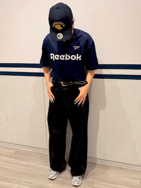 「Reebok（リーボック）のインスタ ポンプフューリー 94 / INSTAPUMP FURY 94 （スニーカー、シルバー系）」を使った、HARUNAさん（レディース・161cm）の春コーディネート