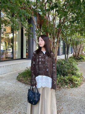 「URBAN RESEARCH DOORS（アーバンリサーチドアーズ）のレースドッキングカットソー（Tシャツ/カットソー、ホワイト系）」を使った、anさん（レディース・146cm）の夏コーディネート