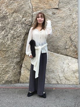 「アイテム（ストール/ショール）」を使った、anさん（レディース・146cm）の秋コーディネート