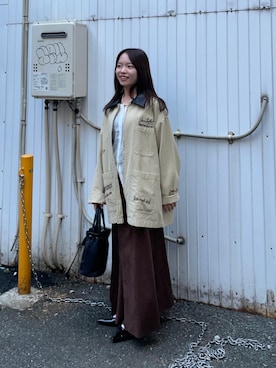 「アイテム（カバーオール、ベージュ系）」を使った、anさん（レディース・146cm）の秋コーディネート