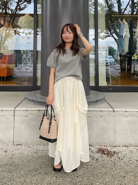 「KBF（ケイビーエフ）のリボンアレンジボリュームスカート（スカート、ホワイト系）」を使った、anさん（レディース・146cm）の夏コーディネート