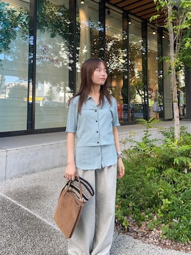 「KBF（ケイビーエフ）のビスチェSETニットシャツ（ニット/セーター、ブルー系）」を使った、anさん（レディース・146cm）の夏コーディネート